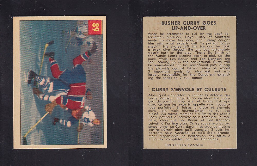 1954-55 PARKHURST HOCKEY CARD #89 B. CURRY GOES UP-AND-OVER photo