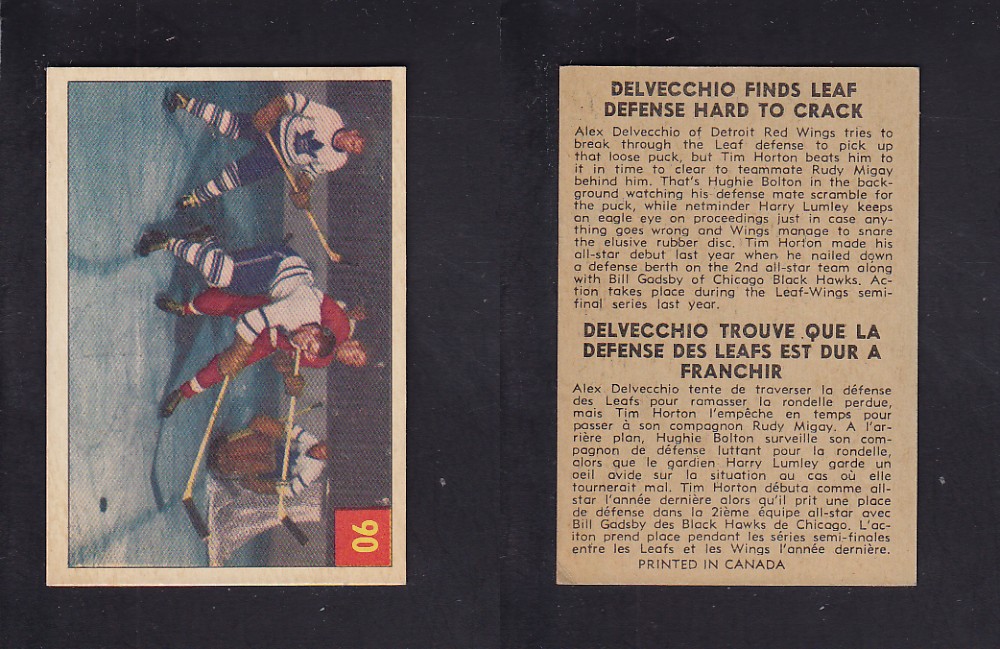 1954-55 PARKHURST HOCKEY CARD #90 DELVECCHIO FIND LEAF DEFENSE HARD TO CRACK photo