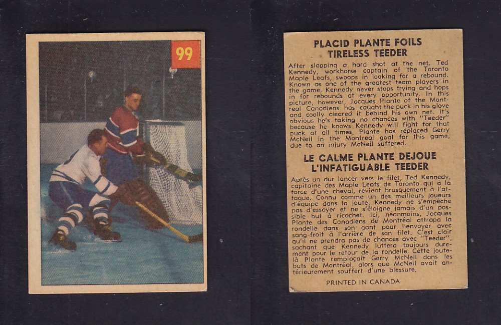 1954-55 PARKHURST HOCKEY CARD #99 PLACID PLANTE FOILS TIRELESS TEEDER photo