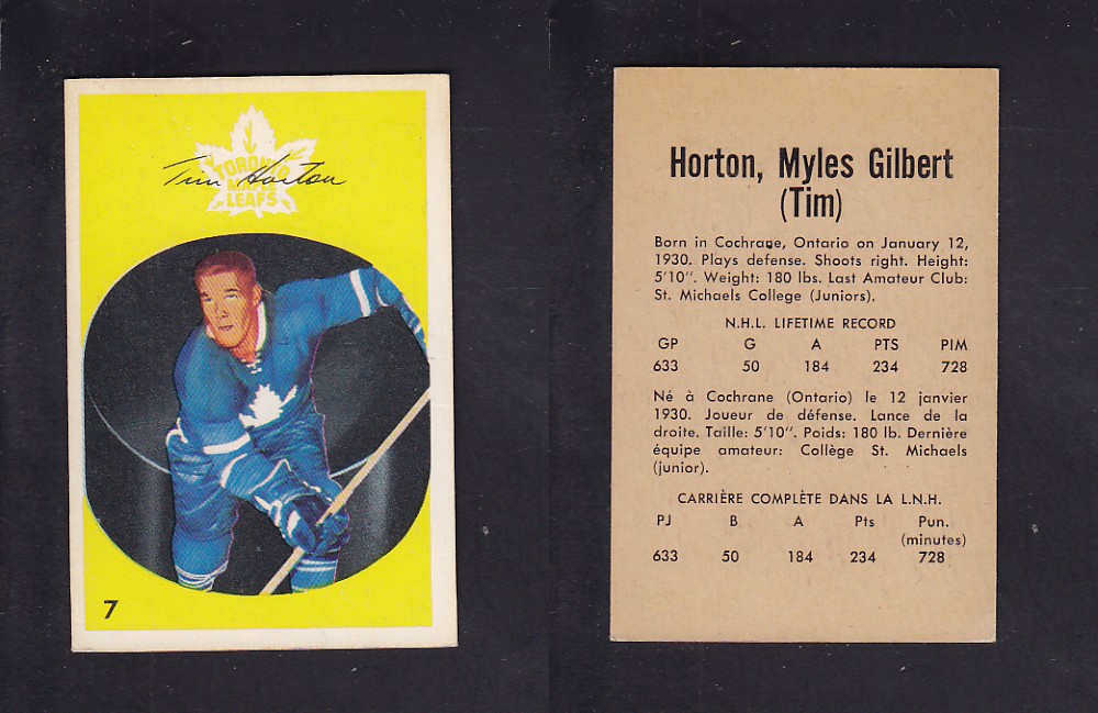 1962-63 PARKHURST HOCKEY CARD #7 T. HORTON photo