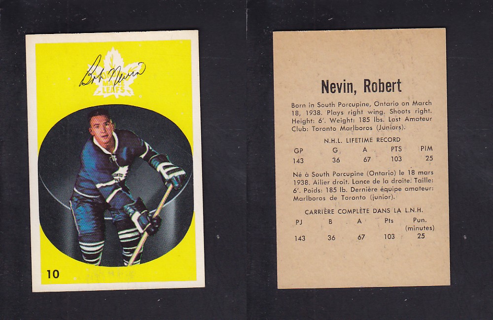 1962-63 PARKHURST HOCKEY CARD #10 B. NEVIN photo