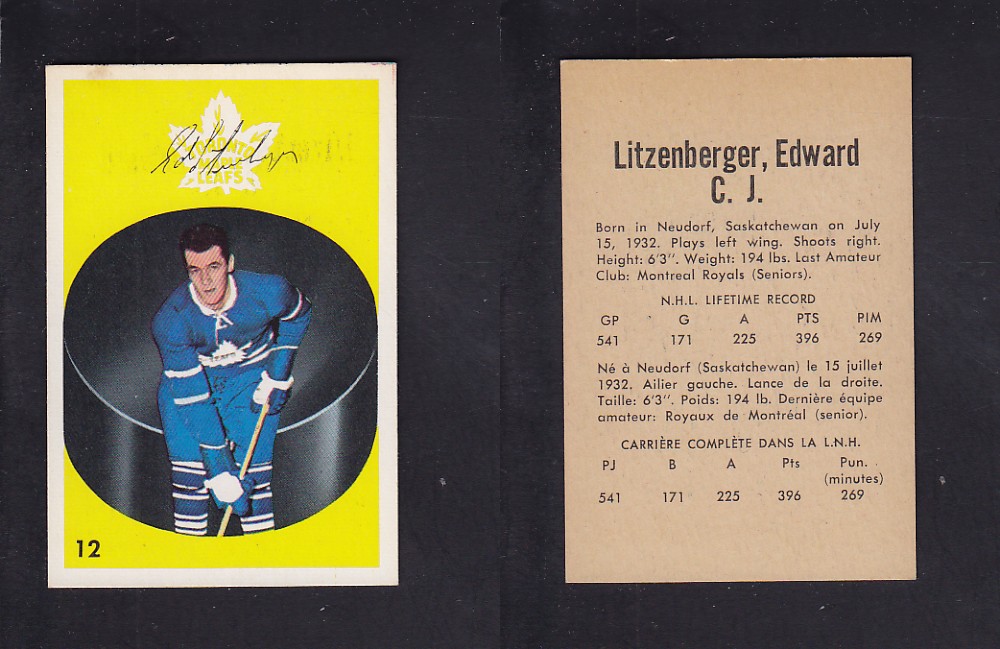 1962-63 PARKHURST HOCKEY CARD #12 E. LITZENBERGER photo