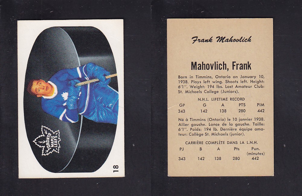 1962-63 PARKHURST HOCKEY CARD #18 F. MAHOVLICH photo