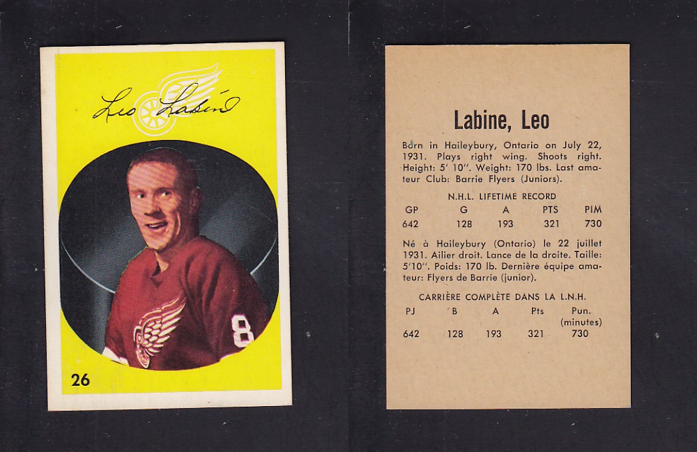 1962-63 PARKHURST HOCKEY CARD #26 L. LABINE photo