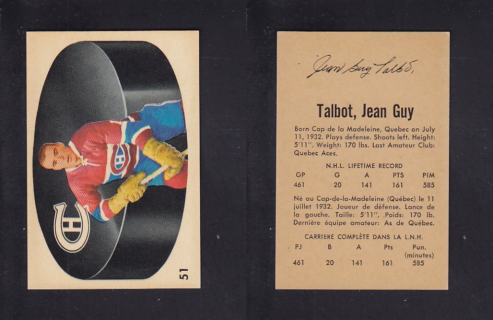 1962-63 PARKHURST HOCKEY CARD #51 J. G. TALBOT photo