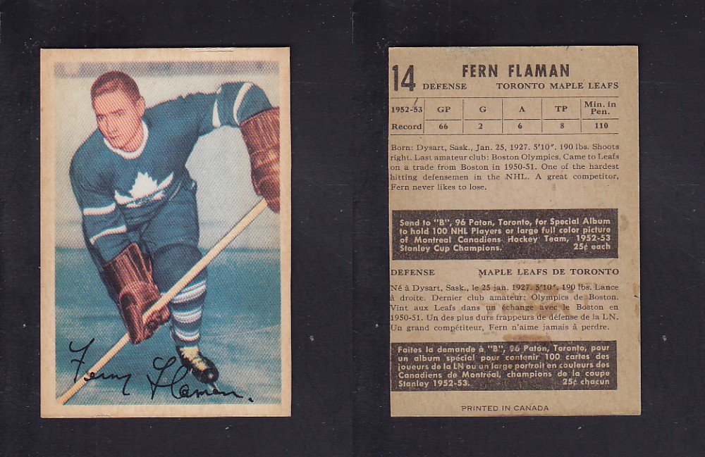 1953-54 PARKHURST HOCKEY CARD #14 F. FLAMAN photo