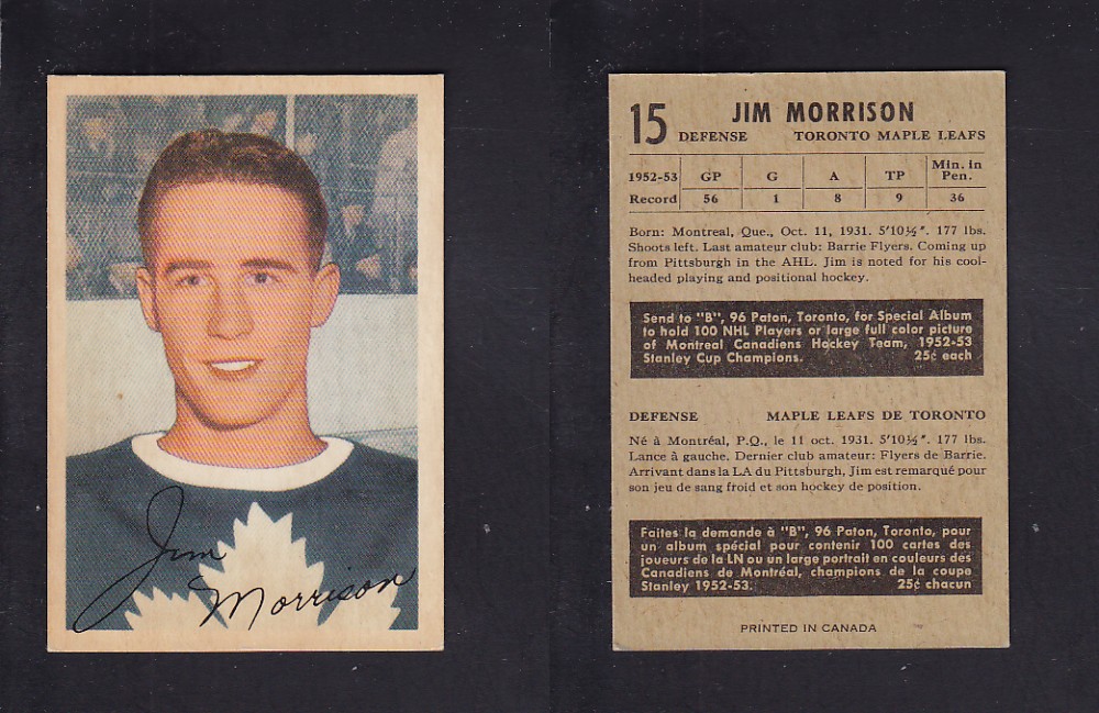 1953-54 PARKHURST HOCKEY CARD #15 J. MORRISON photo