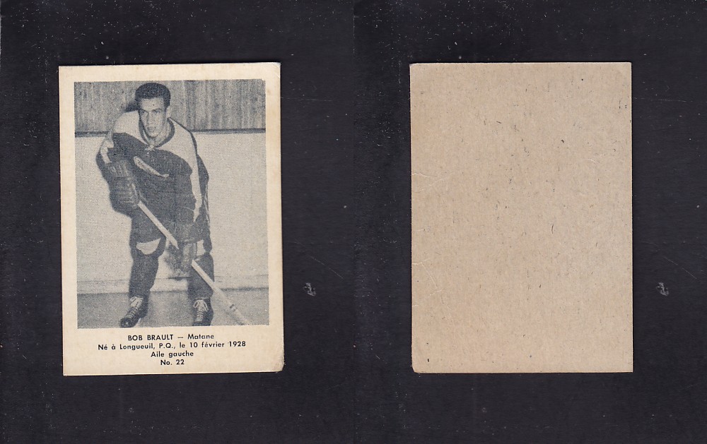 1951-52 BAS DU FLEUVE HOCKEY CARD #22 B. BRAULT photo