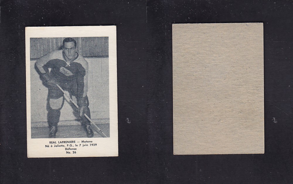 1951-52 BAS DU FLEUVE HOCKEY CARD #26 R. LAFRENIERE photo