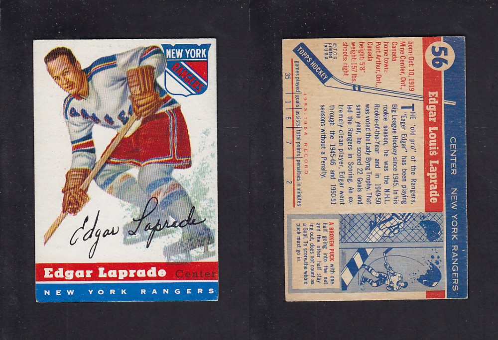 1954-55 TOPPS HOCKEY CARD #56 E. LAPRADE photo