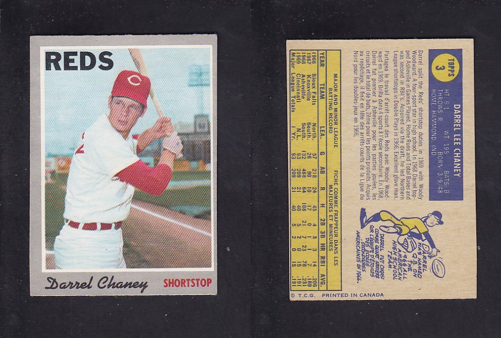 1970 O-PEE-CHEE BASEBALL CARD #3 D. CHANEY photo