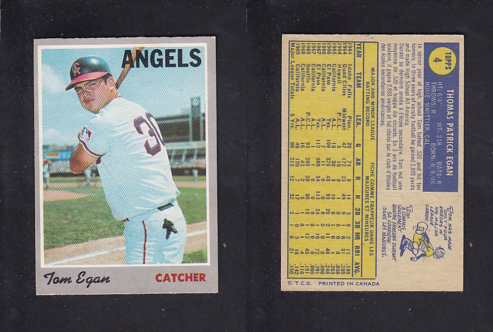 1970 O-PEE-CHEE BASEBALL CARD #4 T. EGAN photo