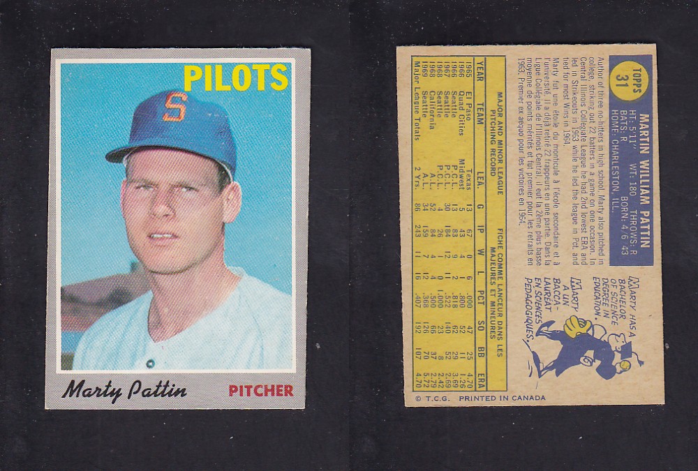 1970 O-PEE-CHEE BASEBALL CARD #31 M. PATTIN photo