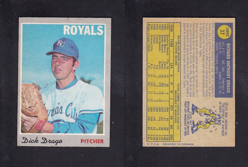 1970 O-PEE-CHEE BASEBALL CARD #37 D. DRAGO photo