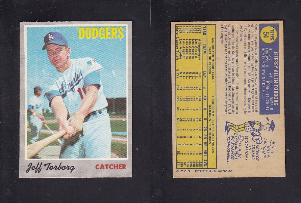 1970 O-PEE-CHEE BASEBALL CARD #54 J. TORBORG photo