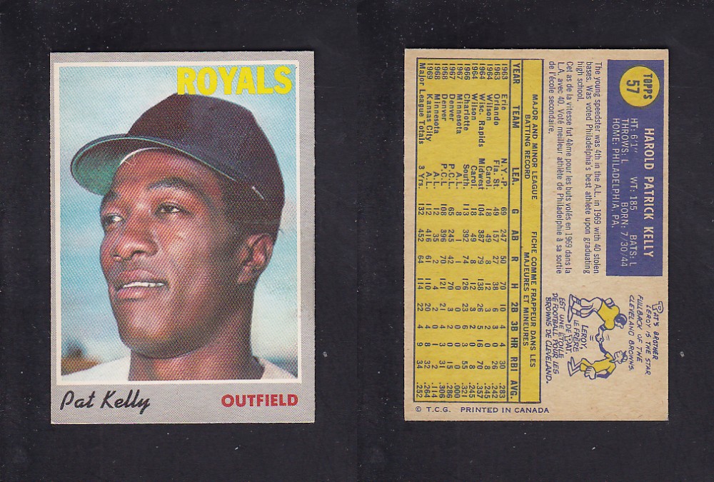 1970 O-PEE-CHEE BASEBALL CARD #57 P. KELLY photo