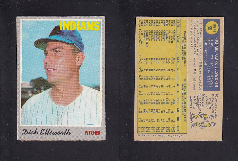 1970 O-PEE-CHEE BASEBALL CARD #59 D. ELLSWORTH photo