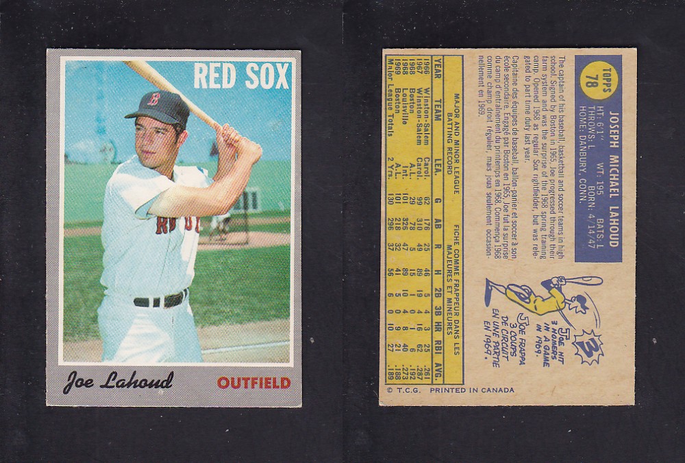 1970 O-PEE-CHEE BASEBALL CARD #78 J. LAHOUD photo