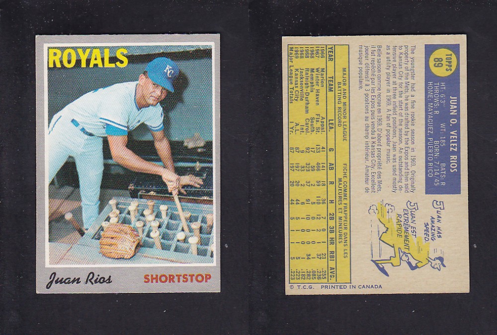 1970 O-PEE-CHEE BASEBALL CARD #89 J. RIOS photo