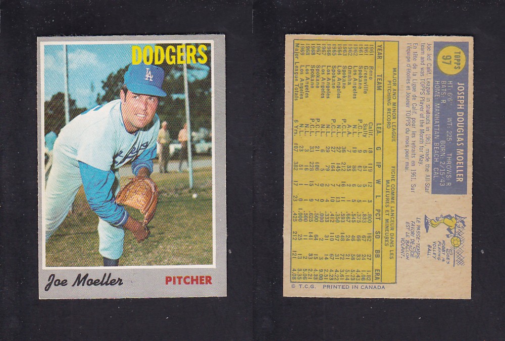 1970 O-PEE-CHEE BASEBALL CARD #97 J. MOELLER photo