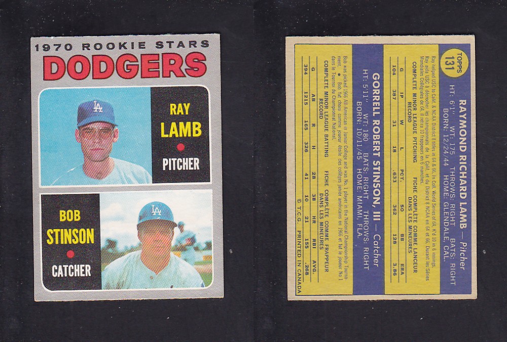 1970 O-PEE-CHEE BASEBALL CARD #131 R. LAMB/ B. STINSON photo