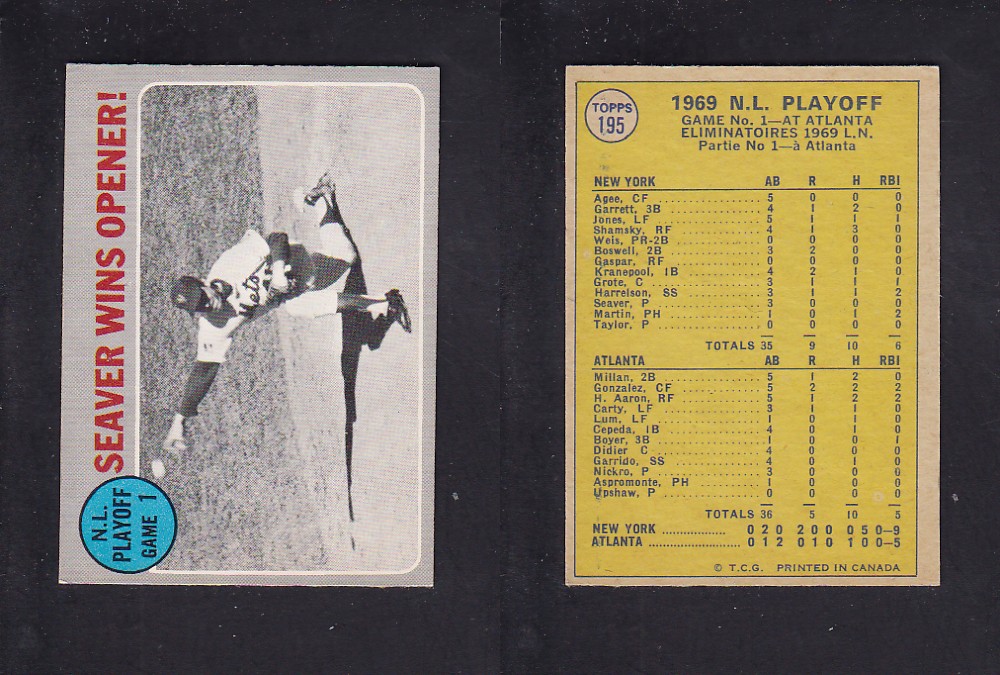 1970 O-PEE-CHEE BASEBALL CARD #195 N.L. PLAYOFF GAME 1 photo