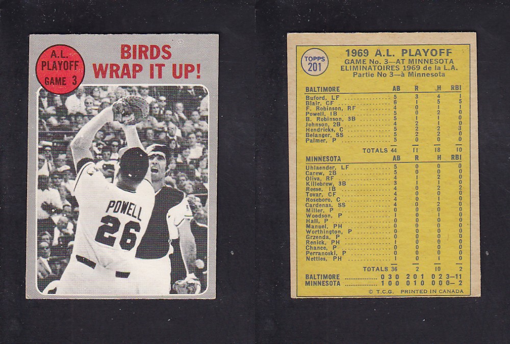 1970 O-PEE-CHEE BASEBALL CARD #201 A.L. PLAYOFF GAME 3 photo