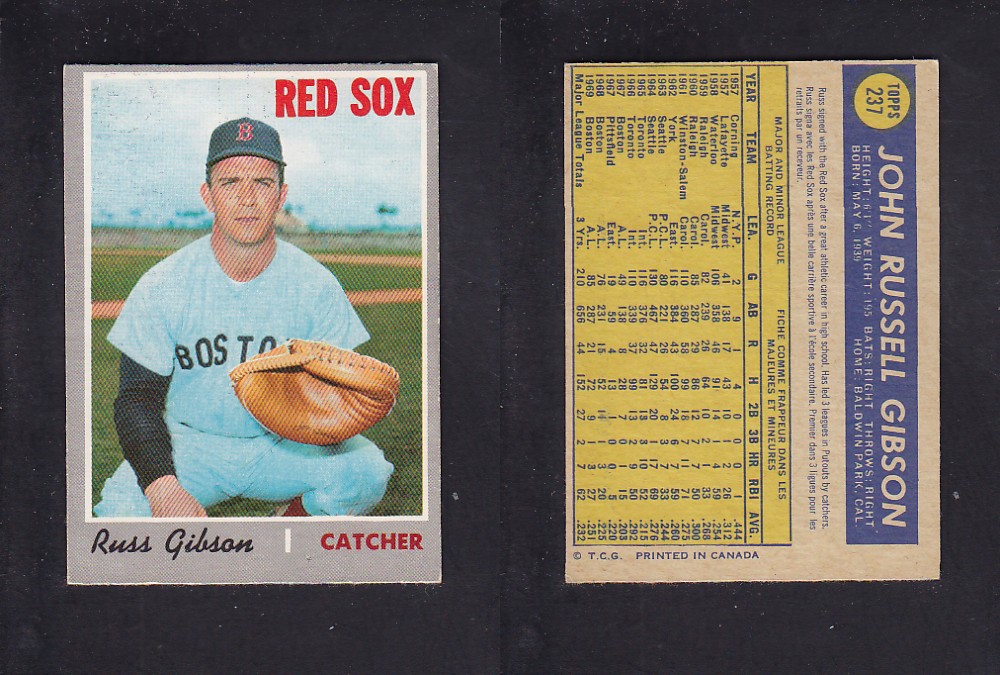 1970 O-PEE-CHEE BASEBALL CARD #237 R. GIBSON photo