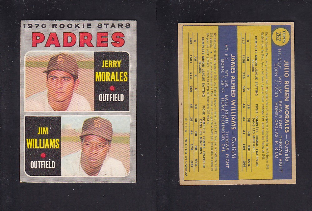 1970 O-PEE-CHEE BASEBALL CARD #262 J. MORALES/ J. WILLIAMS photo