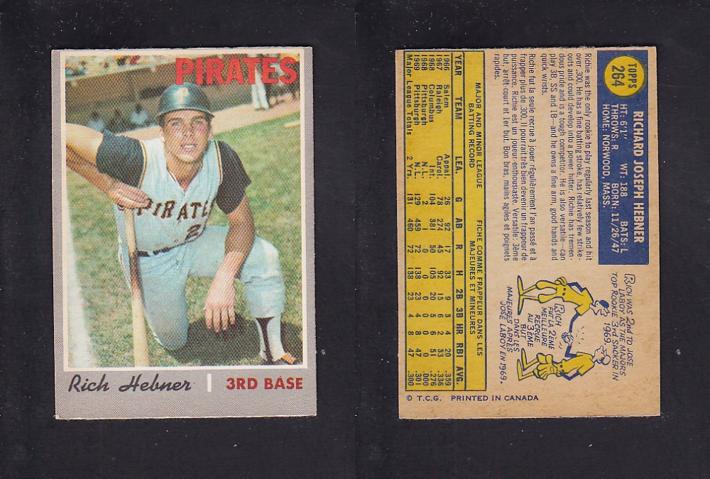 1970 O-PEE-CHEE BASEBALL CARD #264 R. HEBNER photo