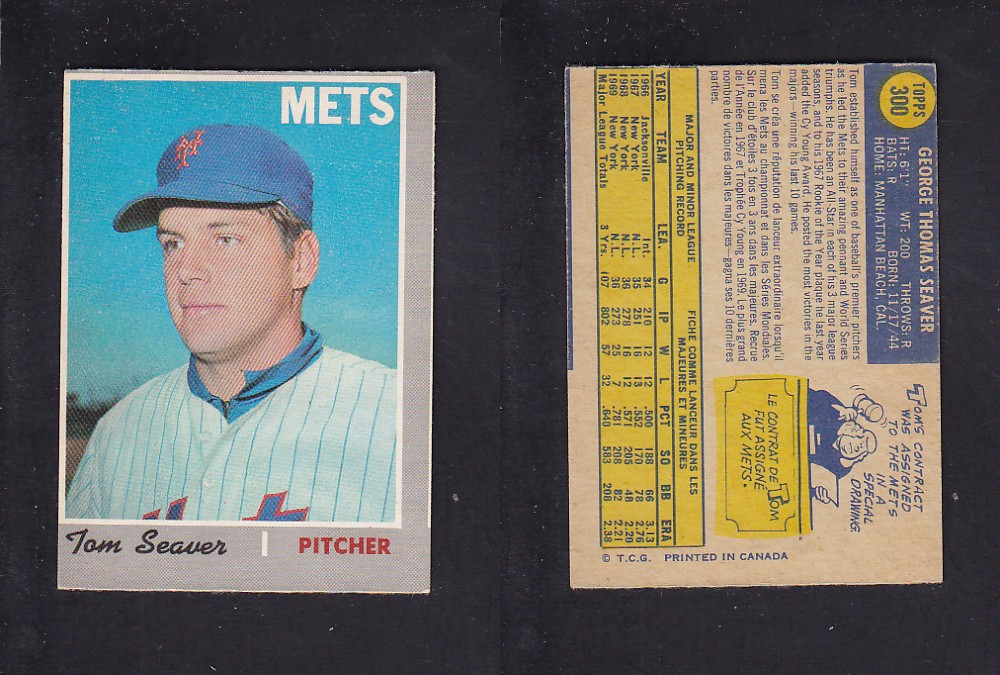 1970 O-PEE-CHEE BASEBALL CARD #300 T. SEAVER photo