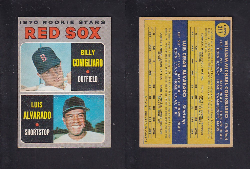 1970 O-PEE-CHEE BASEBALL CARD #317 W. CONIGLIARO/ L. ALVARADO photo