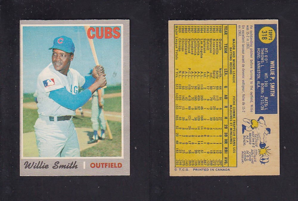 1970 O-PEE-CHEE BASEBALL CARD #318 W. SMITH photo