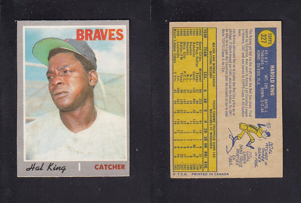 1970 O-PEE-CHEE BASEBALL CARD #327 H. KING photo