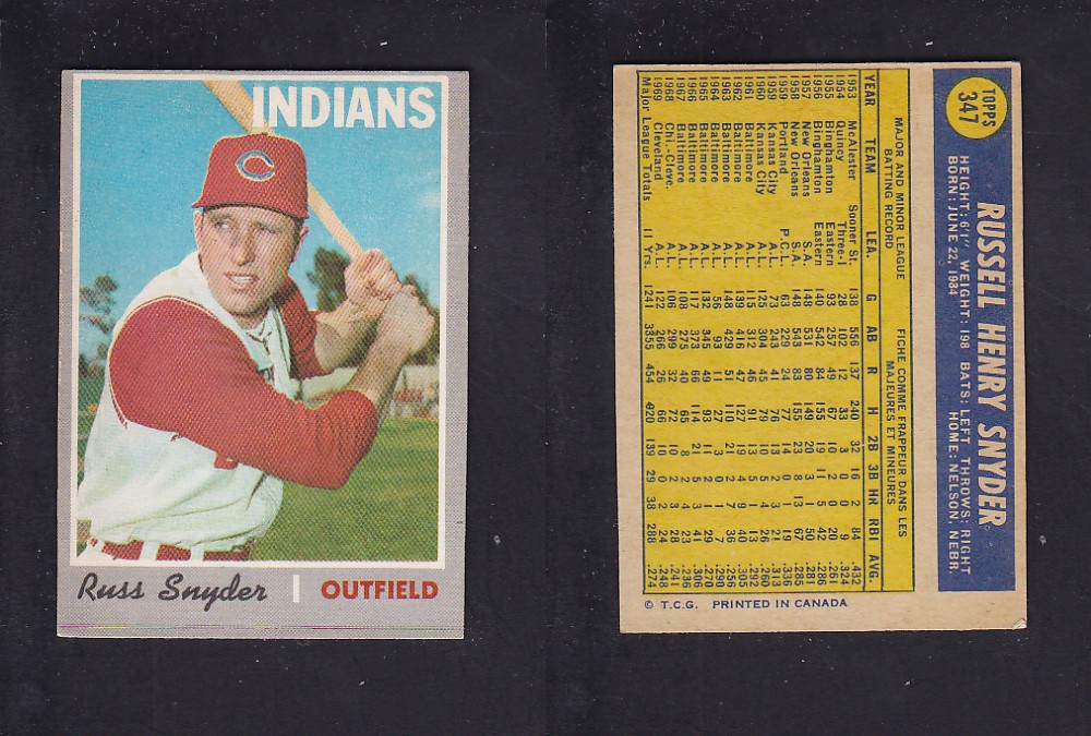 1970 O-PEE-CHEE BASEBALL CARD #347 R. SNYDER photo