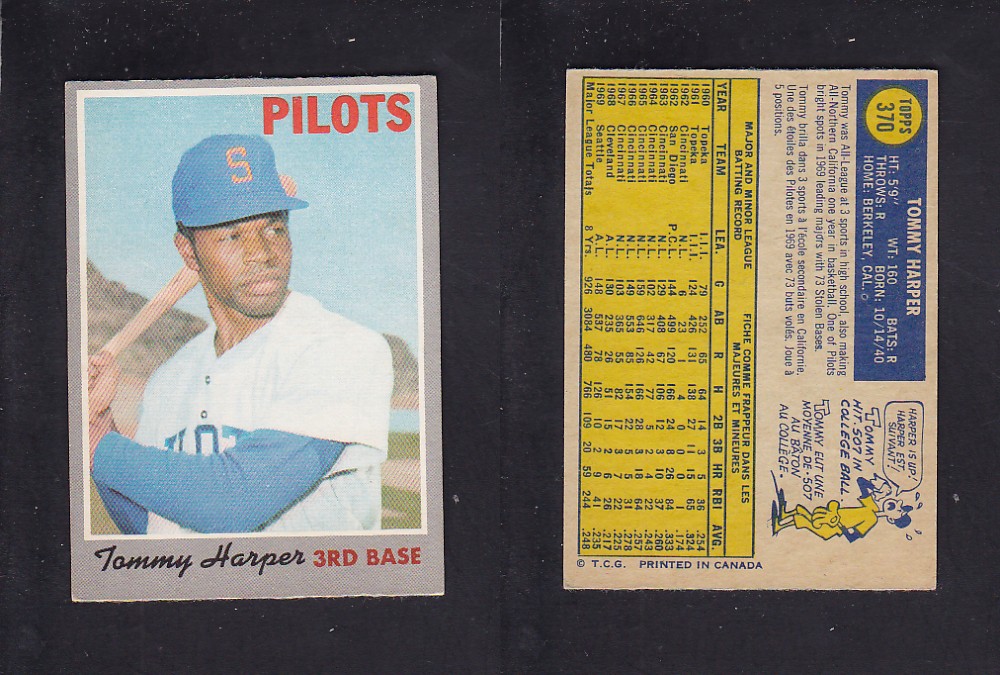 1970 O-PEE-CHEE BASEBALL CARD #370 T. HARPER photo