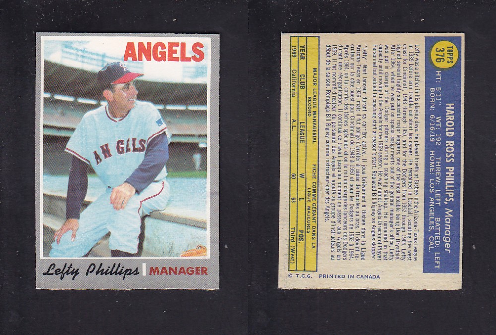 1970 O-PEE-CHEE BASEBALL CARD #376 L. PHILLIPS photo