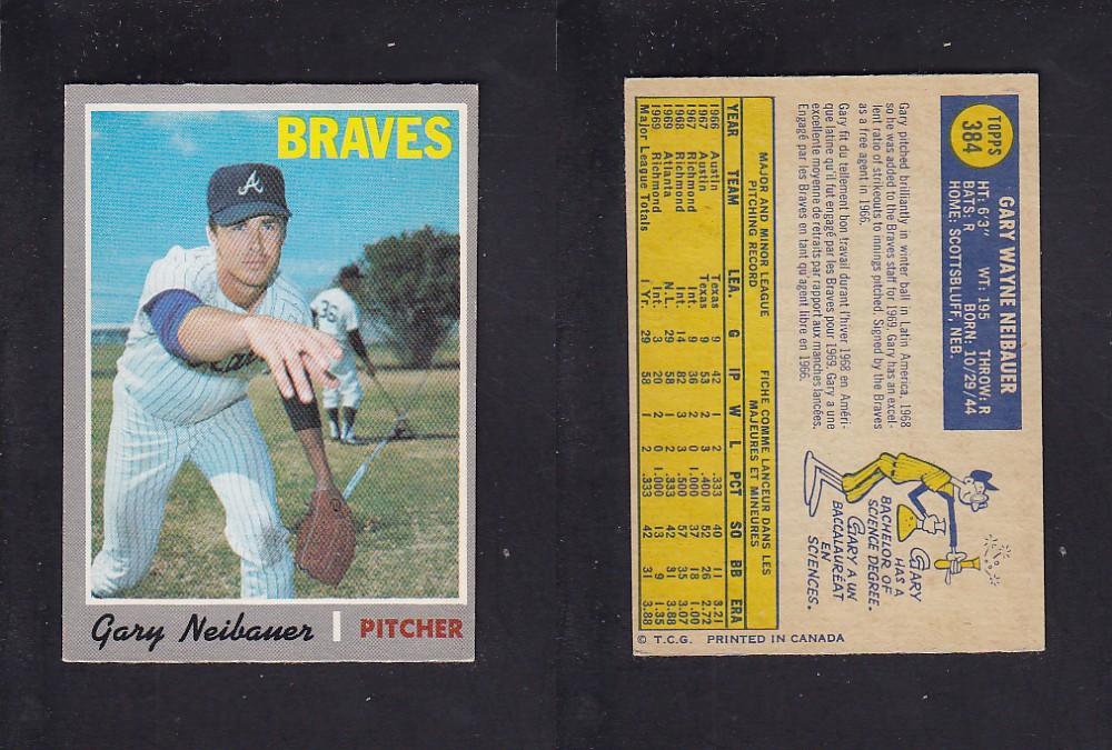 1970 O-PEE-CHEE BASEBALL CARD #384 G. NEIBAUER photo