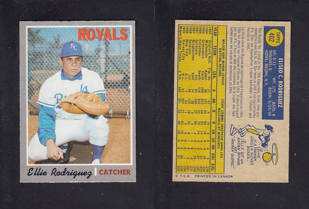 1970 O-PEE-CHEE BASEBALL CARD #402 E. RODRIGUEZ photo