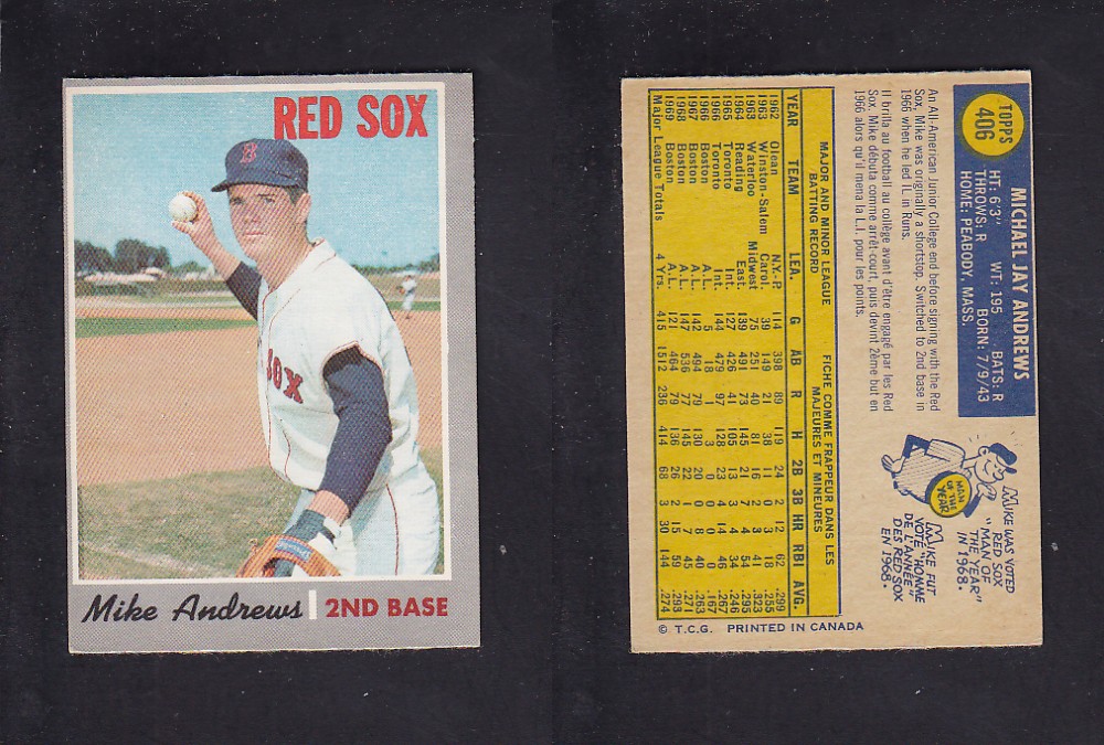 1970 O-PEE-CHEE BASEBALL CARD #406 M. ANDREWS photo