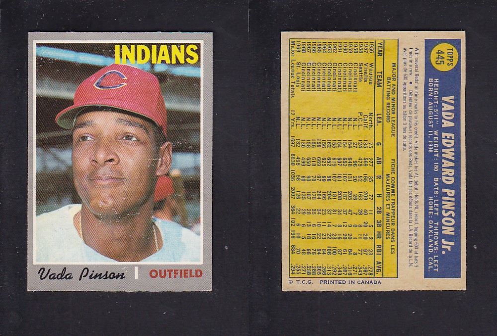 1970 O-PEE-CHEE BASEBALL CARD #445 V. PINSON photo