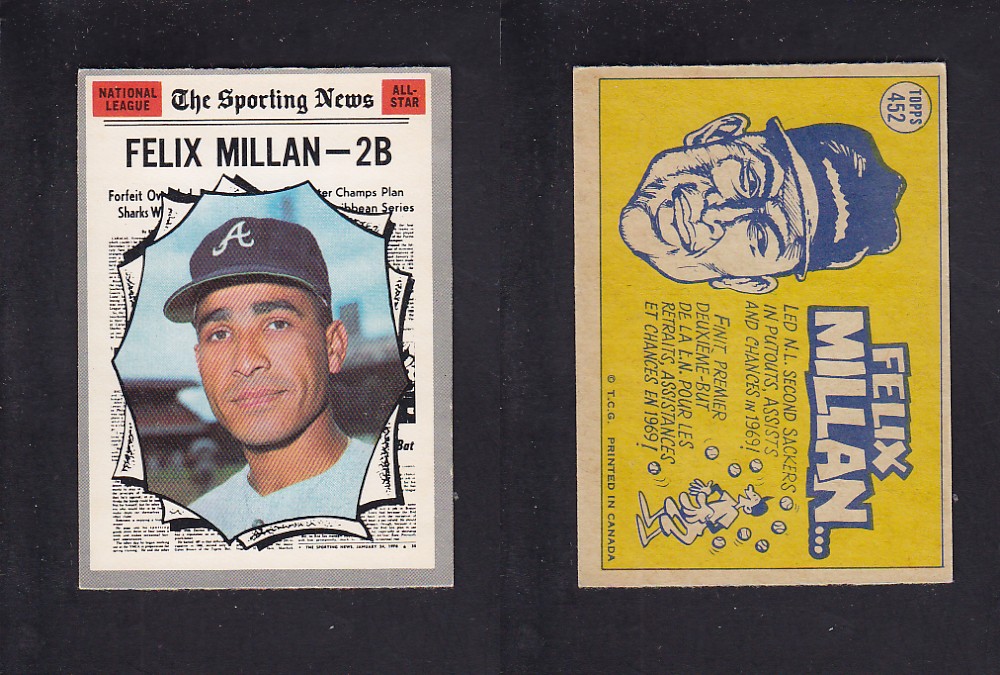 1970 O-PEE-CHEE BASEBALL CARD #452 F. MILLAN photo