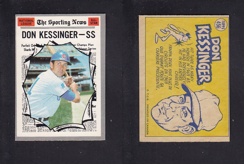 1970 O-PEE-CHEE BASEBALL CARD #456 D. KESSINGER photo