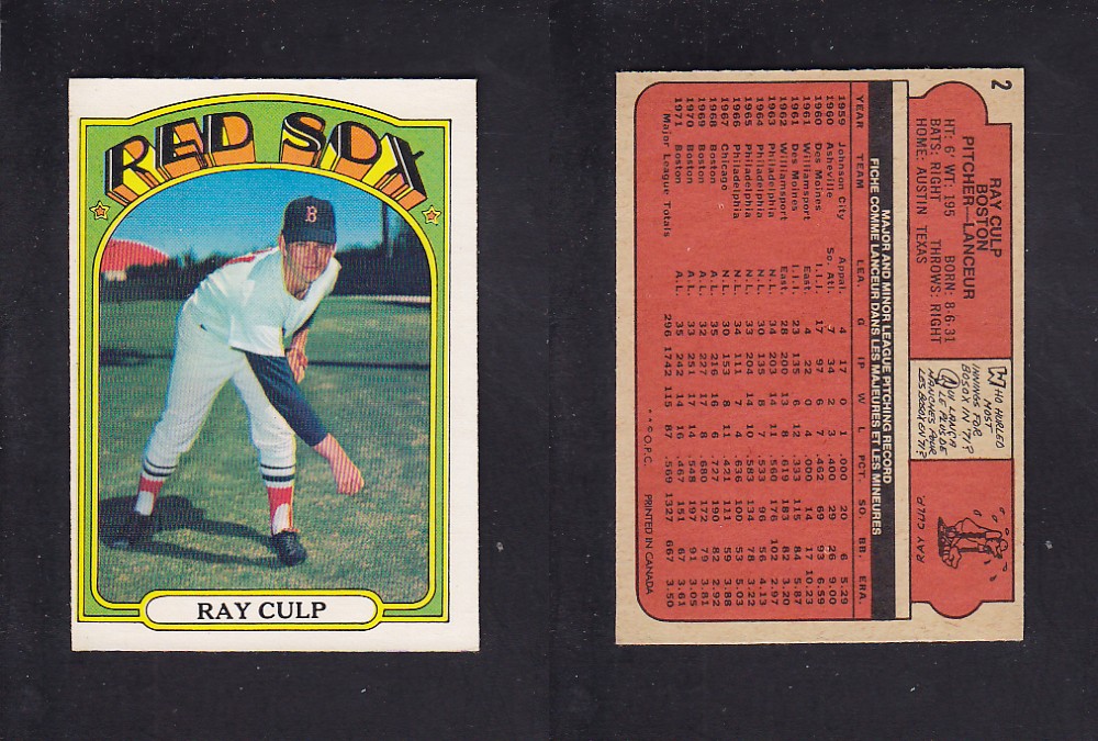 1972 O-PEE-CHEE BASEBALL CARD #2 R. CULP photo