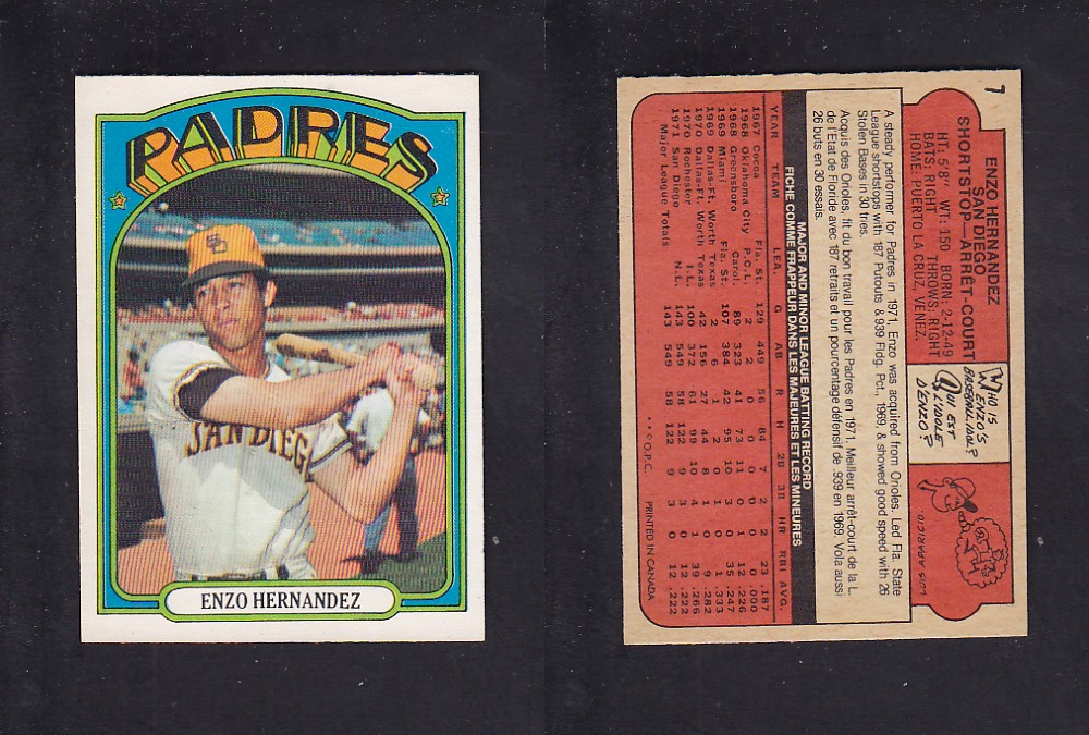 1972 O-PEE-CHEE BASEBALL CARD #7 E. HERNANDEZ photo