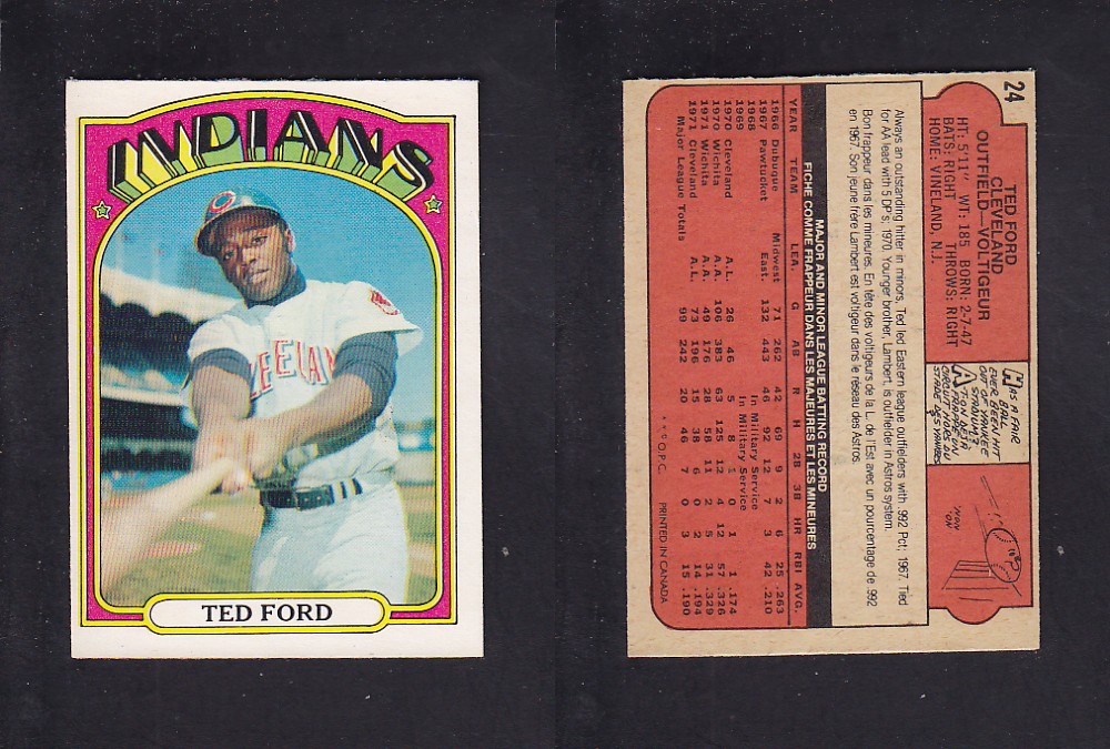 1972 O-PEE-CHEE BASEBALL CARD #24 T. FORD photo