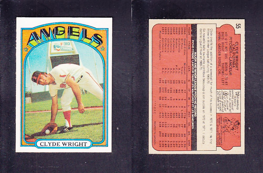 1972 O-PEE-CHEE BASEBALL CARD #55 C. WRIGHT photo