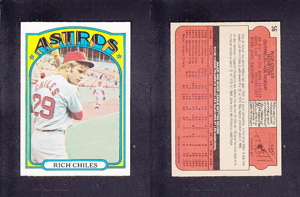 1972 O-PEE-CHEE BASEBALL CARD #56 R. CHILES photo