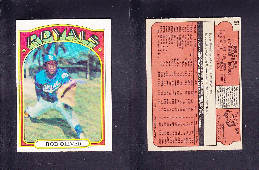 1972 O-PEE-CHEE BASEBALL CARD #57 B. OLIVER photo