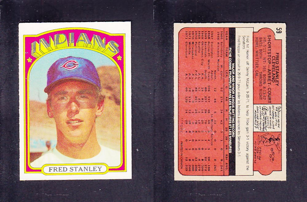 1972 O-PEE-CHEE BASEBALL CARD #59 F. STANLEY photo